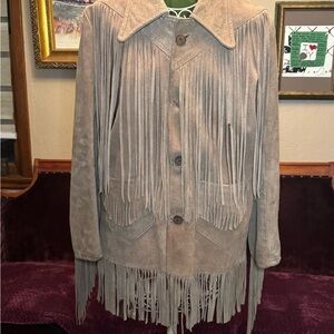Vintage 70’s Suede Leather Fringe Jacket Western Boho - Size 38 (S/M)